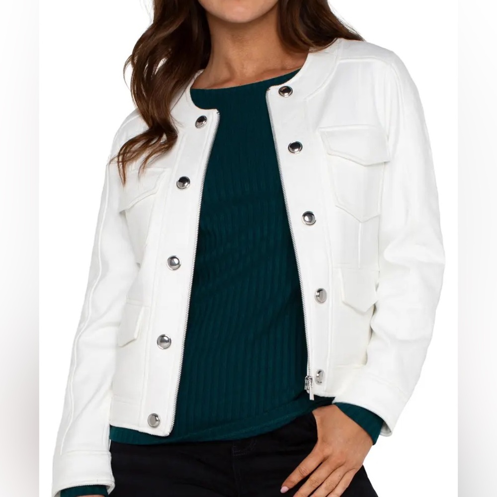 Womens Liverpool Los Angeles White Crop Stretch Jacket- WHITE size XL. EUC